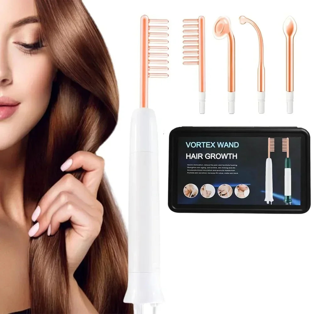 Nourishes Hair Roots Vortex Comb Bundle 4 Settings High Frequency Vortex Hair Growth Wand Easy to Use Facial Machine Hair Care